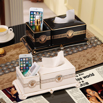 Ceramic paper drawer box multifunctional tea table remote control tissue box storage creative European style simple high-end modern
