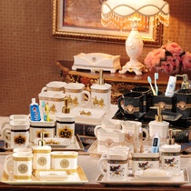 Ceramic bathroom set bathroom wash mouthwash cup brushing cup set high-grade tooth cylinder light luxury couple creative advanced