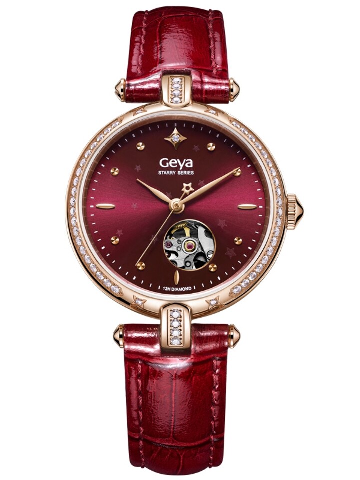 格雅红色女款机械表