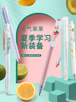 Chenguang vitality fruit fruit gel pen full needle tube straight liquid black 0 5 hipster character born press type bullet water pen ins simple students with girl heart cute creative creative signature pen
