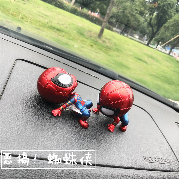 Sáng tạo đồ trang trí xe lắc đầu Spider-man dễ thương búp bê trang trí xe phim hoạt hình xe phụ kiện xe hơi nguồn cung cấp xe