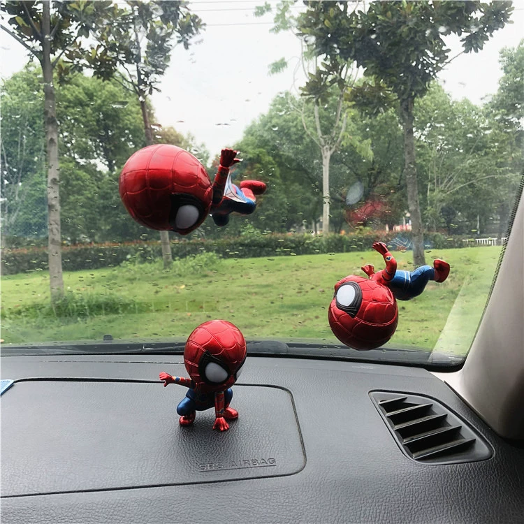 Sáng tạo đồ trang trí xe lắc đầu Spider-man dễ thương búp bê trang trí xe phim hoạt hình xe phụ kiện xe hơi nguồn cung cấp xe