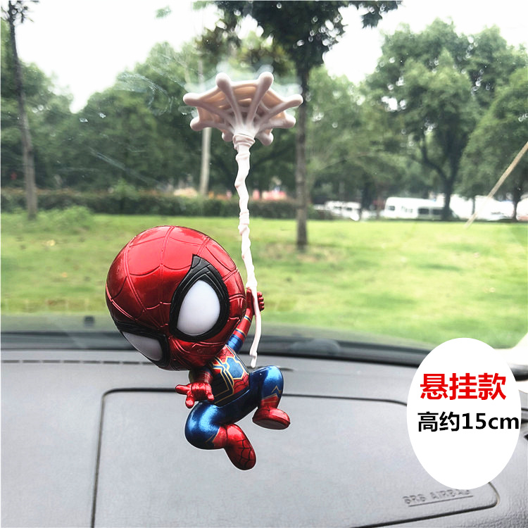 Sáng tạo đồ trang trí xe lắc đầu Spider-man dễ thương búp bê trang trí xe phim hoạt hình xe phụ kiện xe hơi nguồn cung cấp xe