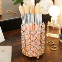 ins Net red dresser desktop beauty brush Eyebrow pencil storage box Makeup brush storage tube European crystal pen bucket
