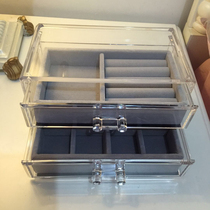 Transparent plastic desktop jewelry box Ring storage box Earrings earrings Hair card ear clip trinkets finishing box dustproof