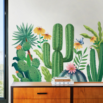 Cactus wall stickers literary bedroom room decoration stickers fresh little Nordic green plants corner ins stickers
