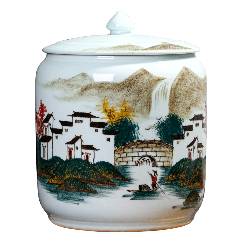 Jingdezhen ceramic nostalgia barrel storage bins flour bin 20 jins insect - resistant household seal canned ricer box