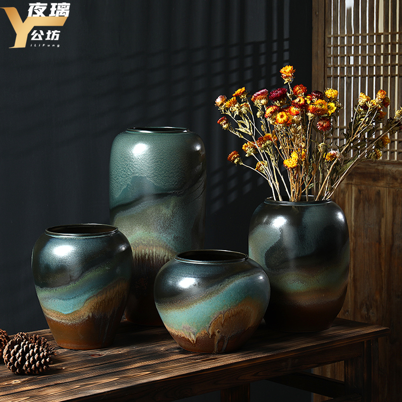 Jingdezhen Chinese vase landing living room place dry flower arranging flowers screen porch hotel decoration creative furnishing articles