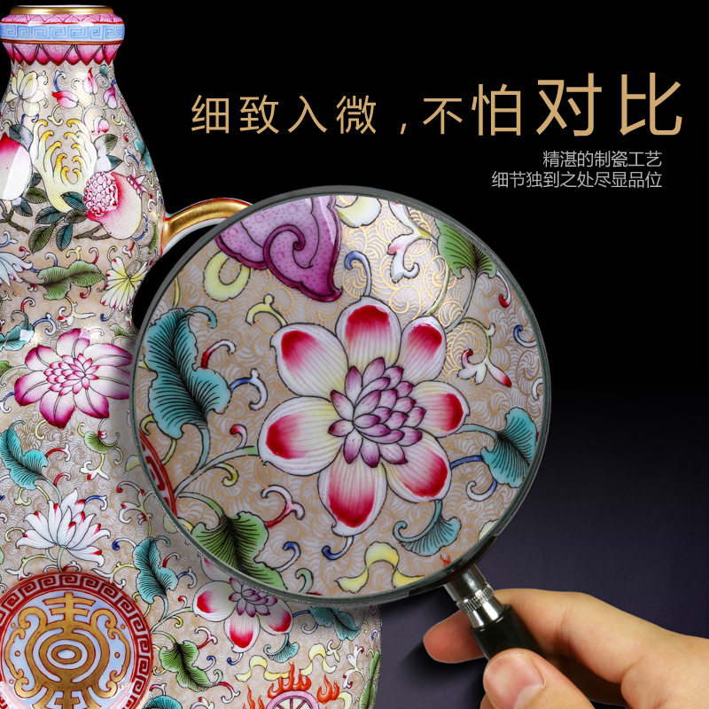 Night glass and fang jingdezhen hand - made archaize ceramic vase colored enamel paint on bottles of Chinese style adornment furnishing articles