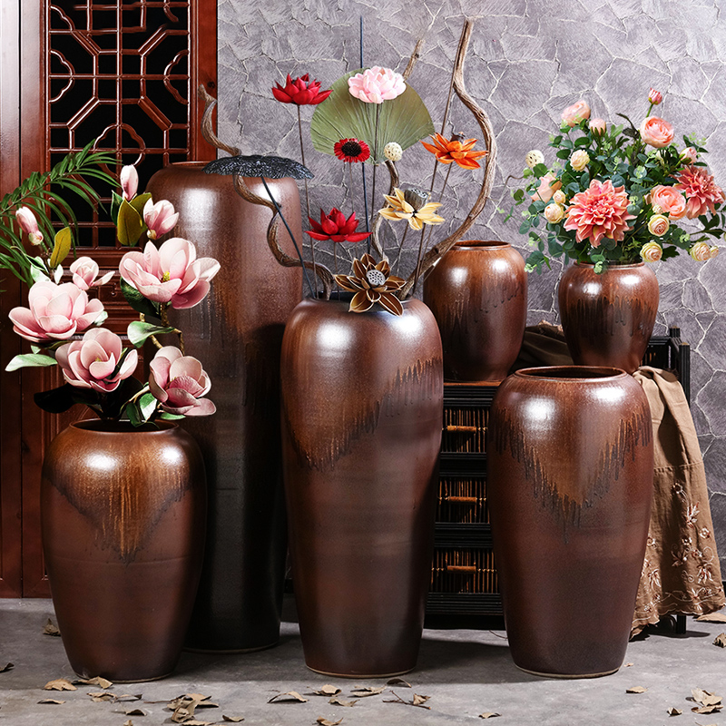 Jingdezhen ceramic floor vase high temperature color glaze up flower arranging modern European sitting room hotel villa furnishing articles