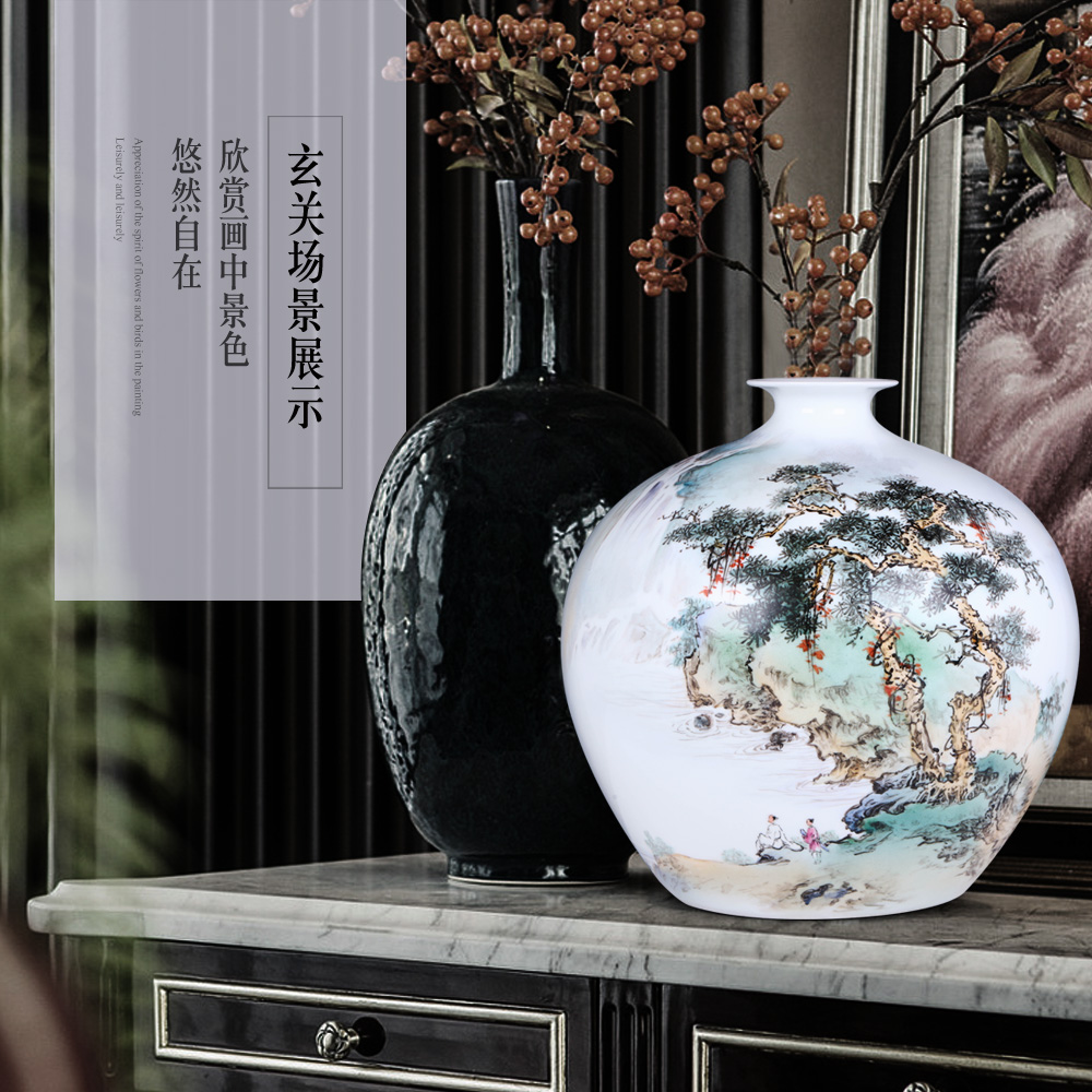 Jingdezhen ceramics furnishing articles hand - made scenery surd vase Chinese style household living room TV cabinet decoration decoration