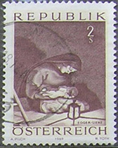 Austria 1969 Christmas-The Statue of the Virgin (painted by Leinz)