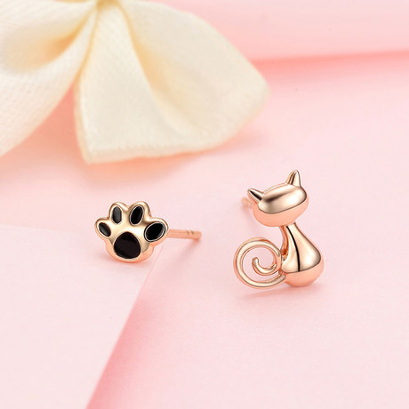 Trendy Acer Fun-Cute Claw Teacup Cat Red 18K Gold Stud Earrings Rose Gold Earrings Female Color Gold Earrings J F Trendy Acer Fun-Cute Claw Teacup Cat Red 18K Gold Stud Earrings Rose Gold Earrings Female Color Gold Earrings J F