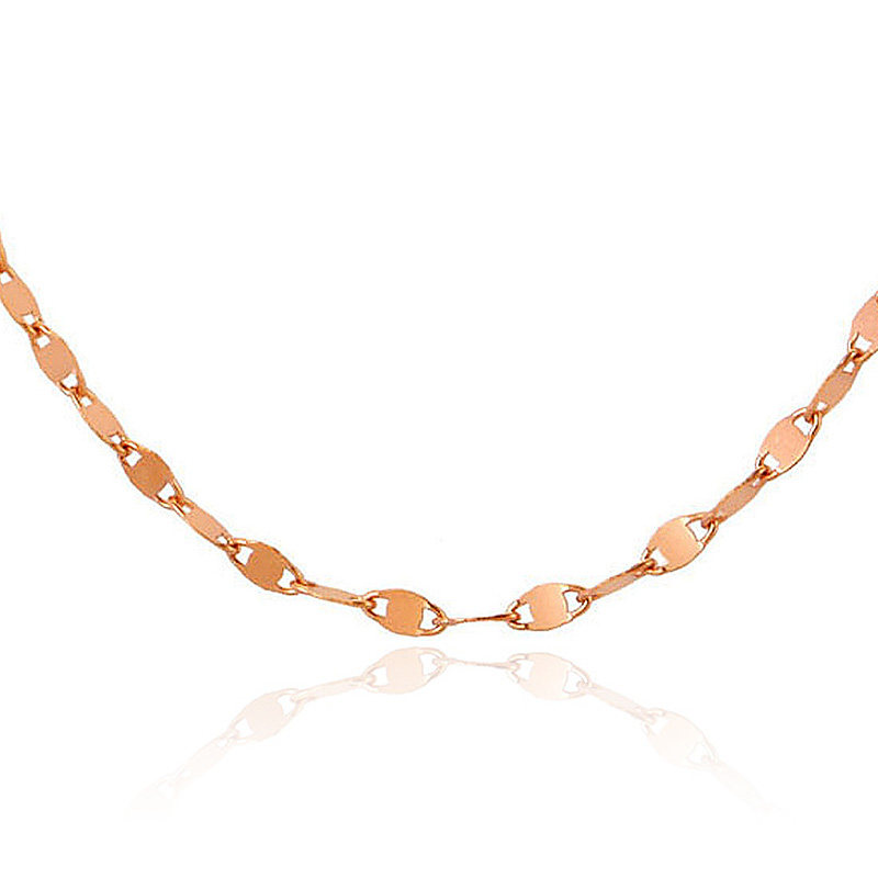 潮宏基 心手相连 瓦片链 红18k金链玫瑰金彩金 配链项链