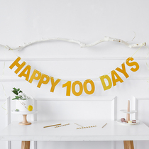 Baby 100 days Lara flag 100 days of latte Flag Hundred Day Banquet Decoration Full Moon Costume