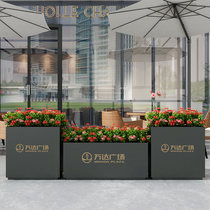 Outdoor wrought iron flower box combination simple road terrace flower bed milk tea shop sales department square flower trough customization