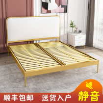 Soft bag iron bed double bed thickening reinforced Nordic simple luxury metal household iron frame bed small household type
