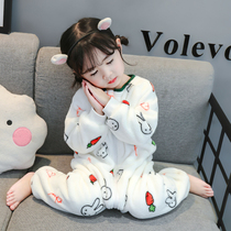 Baby pajamas autumn and winter conjoined children coral velvet sleeping bag girl flannel climbing clothing Winter Children Baby thickening