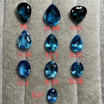 (Soloni) Nepalese natural colour treasure Blue Topa naked stone DIY studded ring pendant