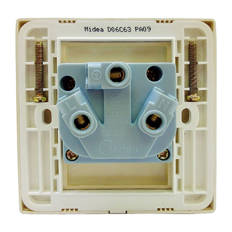 美的86型家用开关面板三孔16a空调插座3孔墙壁电源d06土豪金
