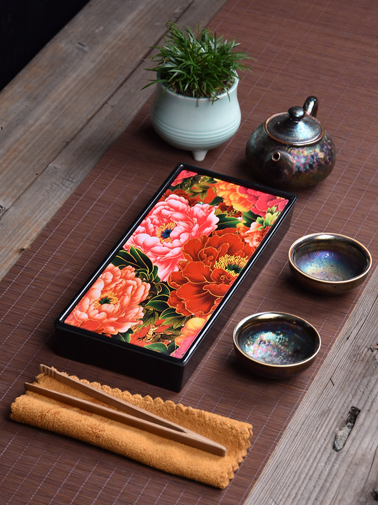 天然石材茶盘变色功夫茶具迷你长方形小号茶盘家用茶台储水干泡盘