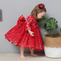 High-end custom baby girl one-year-old princess dress baby dress girl child birthday flower childrens clothing