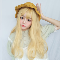Also Meng wig Milk gold European and American long curly hair The whole top of the fashion female hair net red Platinum long hair simulation hair set