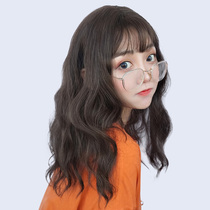 Wig female wool roll Medium long hair Age reduction bubble roll clavicle hair Vintage curly hair round face repair face natural full headgear