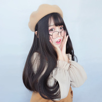 Wig female long straight hair everyday cute student long hair Air Bangs Natural full head suitable for round face hairstyle