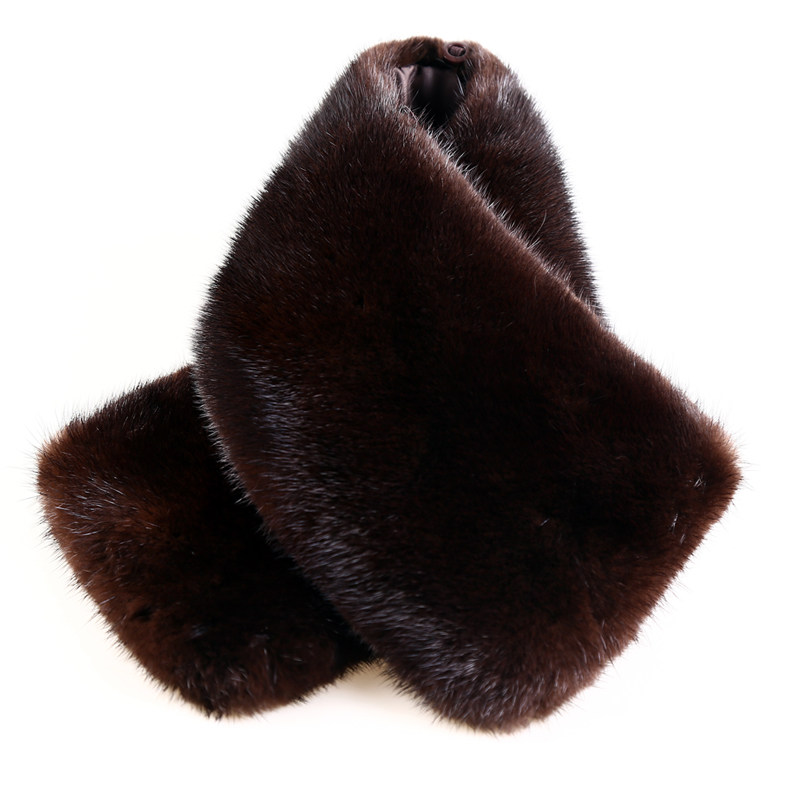精品内领进口水貂毛领子貂皮领竖立领黑/棕色整貂领真毛男女通用_4
