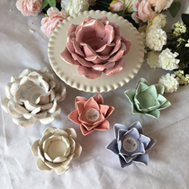 Stock Old Stock Eu Style American Countryside Home Scenario Decoration Ceramic Pendulum Hand Knead Flowers Candleholder Jewellery Dish