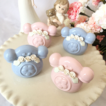 Inventory Old-stock European-style Countryside Home Scenario Decoration Crafts Ceramic Pendulum wava House Mini Phone