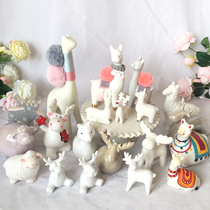 Brief Nordic American Countryside Home Scenario Decoration Crafts Ceramic Pendulum Mini Moose Alpaca Lamb Small Sheep