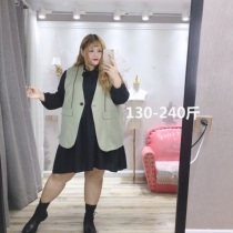 Fat fairy Yingying Ying Ying Ying Ying Ying Ying Ying Fat MM Han Edition Handsome Simple Color Commuter Clamp Loose Dress