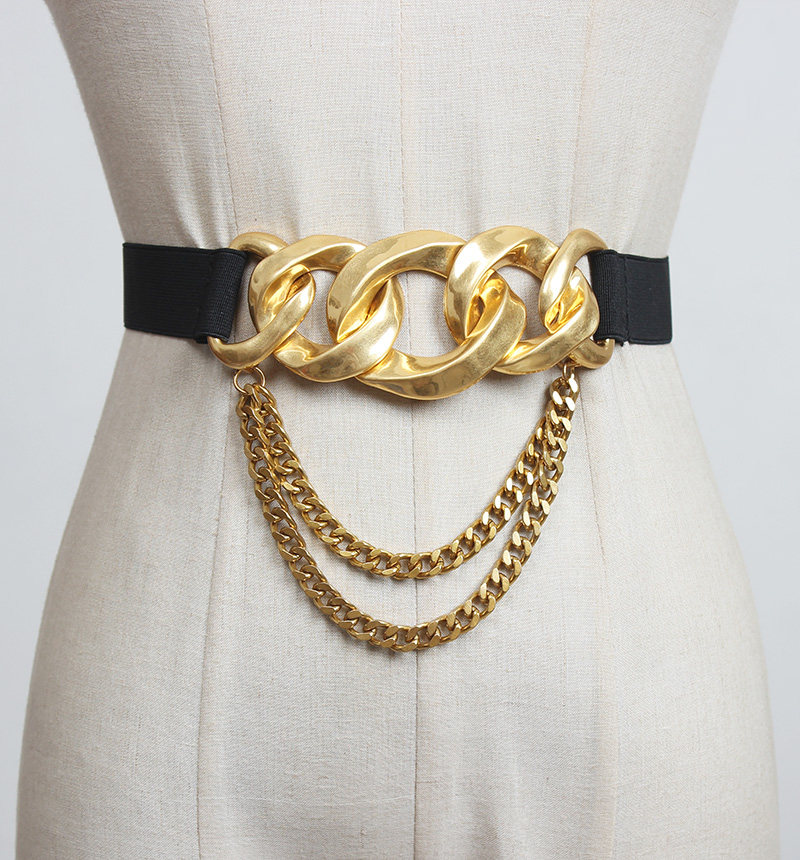 街拍金色链条装饰腰带女金属外搭配裙子配裤子外搭束腰腰封收腰