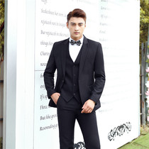 Mens suit suit Black brother suit Pick-up officiating dress Korean version of Western-style young handsome best man suit suit