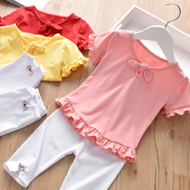 Childrens short sleeve set 2021 summer girls foreign childrens clothing baby cotton clothes girls shorts baby Summer clothes