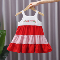 Girl Ocean Gas Pendant With Dress 2022 New Female Baby Splicing Casual Princess Dresses Children Summer Thin Dress