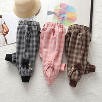 Girl Glint Thickened Casual Pants Han Edition Ocean Gas Arctic Fluff Plaid Sports Pants Children Winter Mid-Waist Long Pants