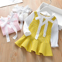 Girls autumn clothes 2020 new female baby stripes foreign-style baby collar stitching princess skirt tide