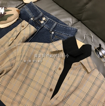 Wearing magic weapon skin color white spirit special fashion loose profile retro plaid shirt female autumn