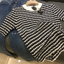 Brand Fold Discount Store Mall Special Cabinet Withdrawal Cabinet Womens Tail Goods Clear Barn Striped Middle Sleeves Slim Knit Cardiovert Women Summer