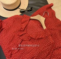 Foreign Trade Brands Discount Store Womens Clothing Special Cabinet Clear Barn Reduced Lotus Leaf Lace V Collar Crushed Floral Dress Female Summer