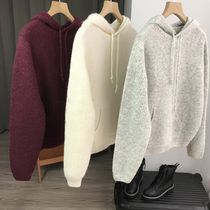 Brand discount store shopping mall withdraws womens foreign trade scissors fluffy set yarn knitted outside hoodie sweater women