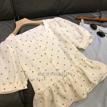 Brand Discount Store Withdrawal Teller Womens Tail Goods Clear Barn Method Vintage Square Collar Kitty Printed Lotus Leaf Side Shirt Female Summer