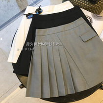 Brand discount store mall Withdrawal Woman Dress Foreign Trade Cut Elevation Waist Cover Hip side pockets A word 100 pleats half body short dress