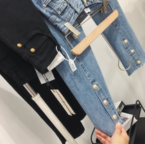 2021 Early Spring Small Gold Button Straight Cylinder Jeans Woman Korean version Conspicuic Fashion Foreign Air Wool Boots Pants Smoke trousers 90%