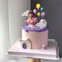 Baking cake little pilot ornaments aircraft doll balloon cloud plug-in childrens birthday dress card