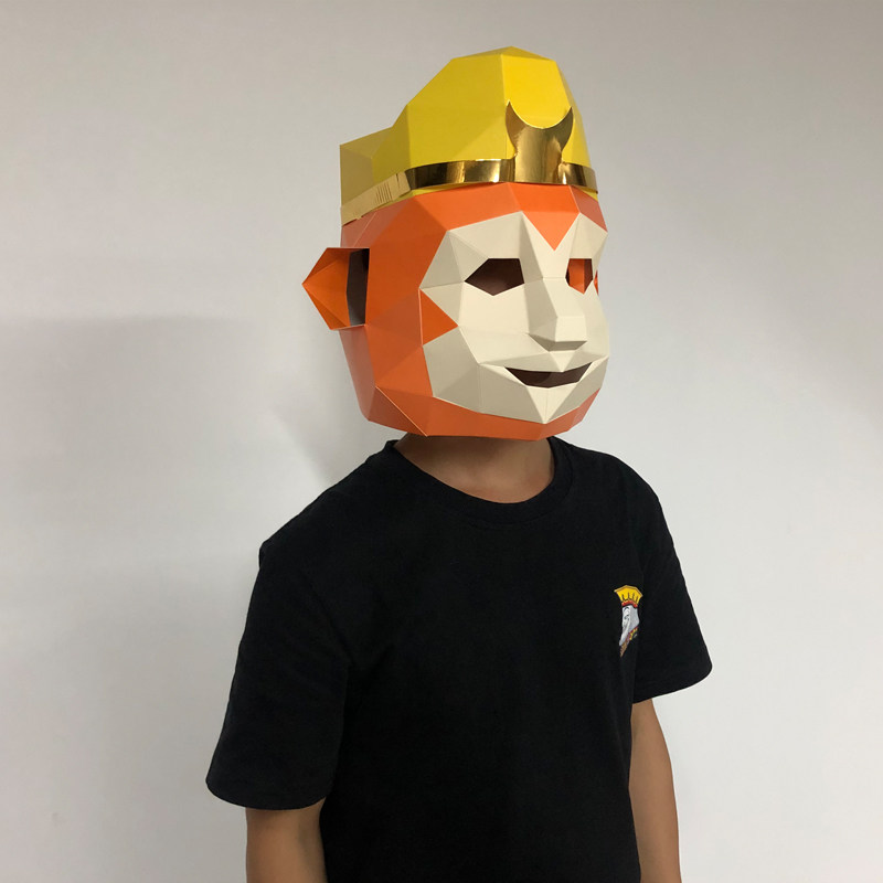 齐天大圣美猴王孙悟空面具手工折纸模头套西游记斗战胜佛摆件道具