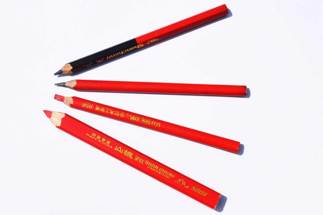 包邮木工铅笔木工六角八角方形黑色扁芯粗芯铅笔红心椭圆兰心